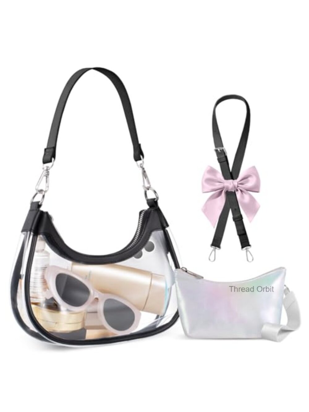 Clear Stadium Approved Shoulder Bag with Wallet, PVC Faux Leather